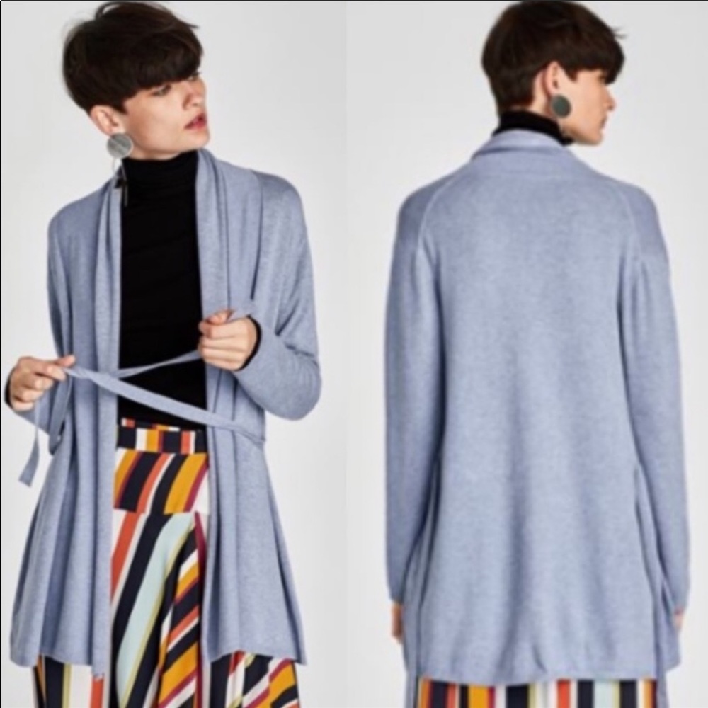 Zara Cardigan Light Blue Sweater Knitwear Small